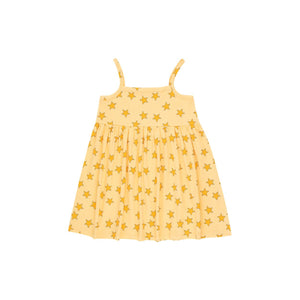 Tinycottons - yellow dress with all over star print in darker yellow