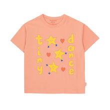 Load image into Gallery viewer, Tinycottons - peach t-shirt with &#39;Tiny Dance&#39; and star print in yellow
