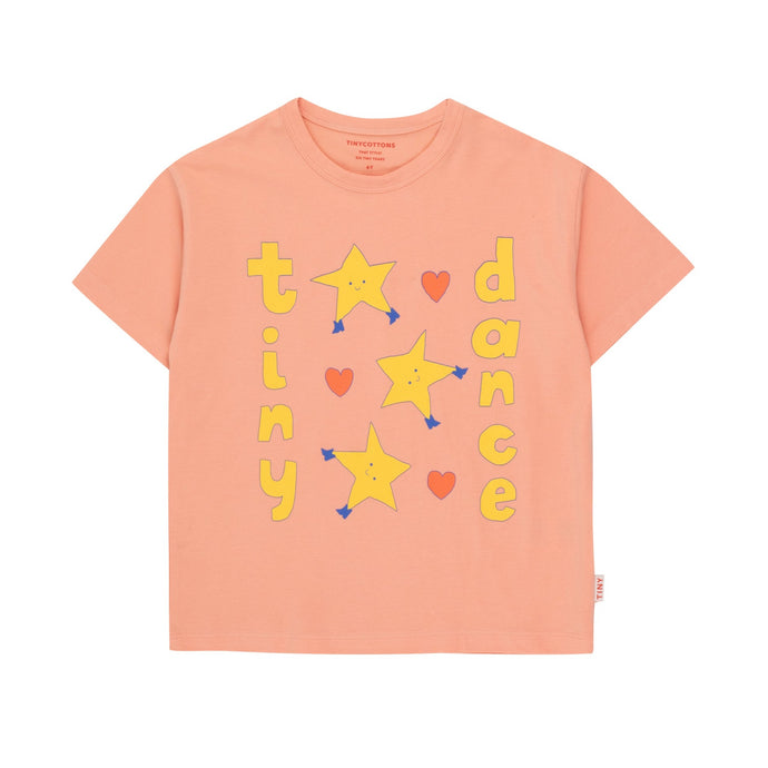 Tinycottons - peach t-shirt with 'Tiny Dance' and star print in yellow