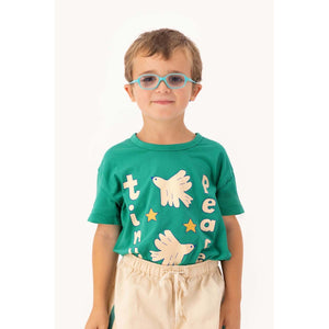 Tinycottons - emerald green t-shirt with 'Tiny Peace' and dove print in white