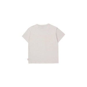 Tinycottons - light cream marl t-shirt with 'long live rock 'n' roll print in yellow