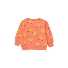 Load image into Gallery viewer, Tinycottons - papaya/ pale orange sweatshirt with all over dancing stars print in yellow
