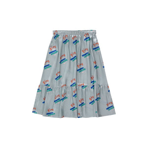 Tinycottons - jade green shiny skirt with 'Tiny' print in red, blue and green