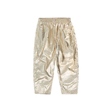 Load image into Gallery viewer, Tinycottons - gold metallic trousers with elasticated waist
