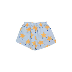 Tinycottons - pale blue swim shorts with all over yellow star print