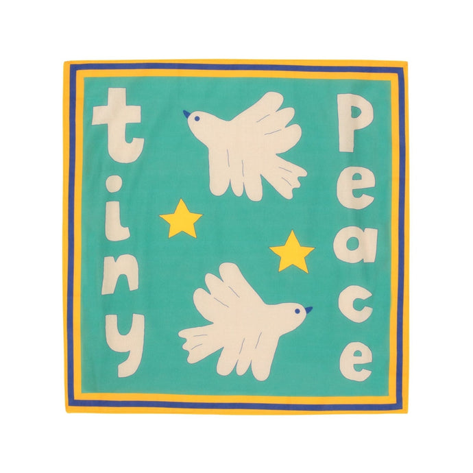 Tinycottons - green bandana scarf with tiny peace and white dove print