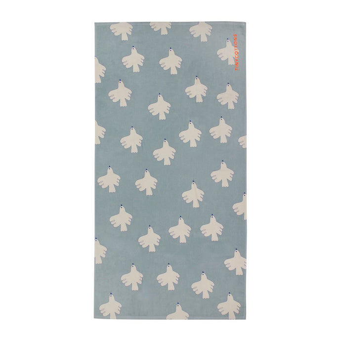 Tinycottons - pale blue/grey beach towel with all over dove print