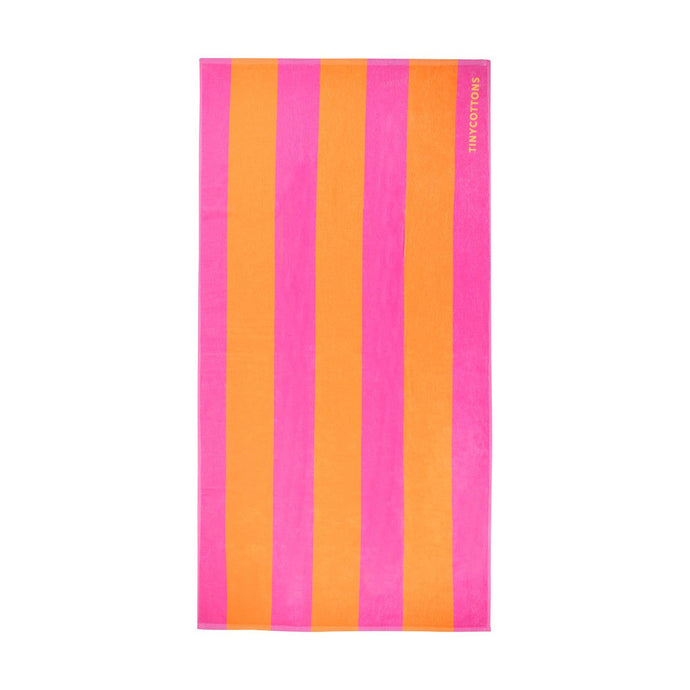 Tinycottons - Orange and bright pink stripe beach towel