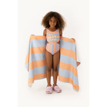 Load image into Gallery viewer, Tinycottons - Pale peach and pale blue stripe beach towel
