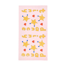Load image into Gallery viewer, Tinycottons - pale pink towel with &#39;Tiny Dance&#39; and dancing stars  print in yellow
