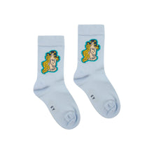 Load image into Gallery viewer, Tinycottons - pale blue socks with cowboy horse print
