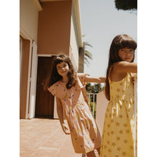 Load image into Gallery viewer, Tinycottons - yellow dress with all over star print in darker yellow
