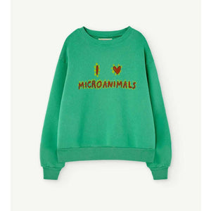The Animals Observatory - Green sweatshirt with red i love micro animals print