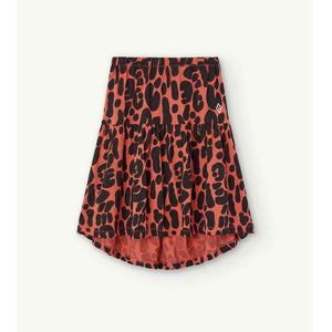 The Animals Observatory - Red flared skirt with all over black animal print