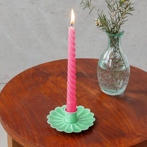 Enamel Candle Holder in Green