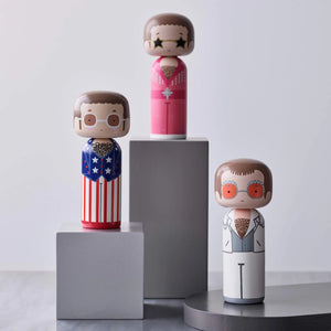 Lucie Kaas - Elton John White Outfit Wooden Kokeshi Doll