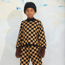 Load image into Gallery viewer, Mini Rodini - Chess Check Knitted Sweatshirt in Brown
