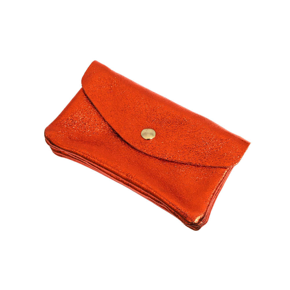 Les Cléias - Metallic Orange Leather Purse