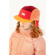 Load image into Gallery viewer, Tinycottons - red and peach polar sherpa cap
