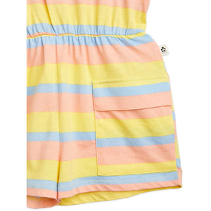 Mini rodini - Pastel Stripe Short Playsuit in Yellow, blue and pink