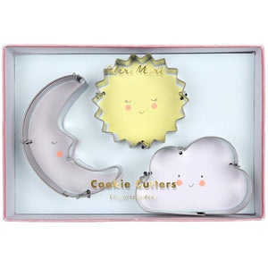 Meri Meri weather cookie cutters. Sun, Moon and cloud.