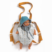 Load image into Gallery viewer, Pomea dolls by Djeco - Baby Doll carrier in grey and mustard

