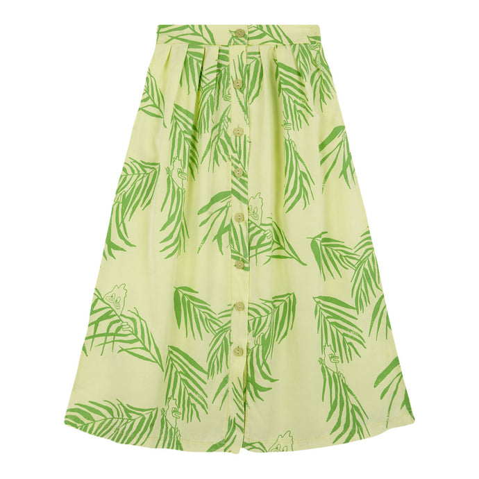 Fresh Dinosaurs - Yellow Maxi skirt with all over leaf print