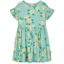 Load image into Gallery viewer, Mainio - Eggshell blue dress with all over rose print and ruffle sleeves
