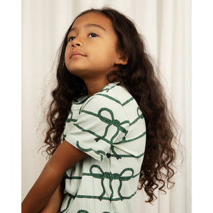 Mini Rodini - Pale green t-shirt with all over darker green rope print