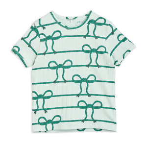 Mini Rodini - Pale green t-shirt with all over darker green rope print