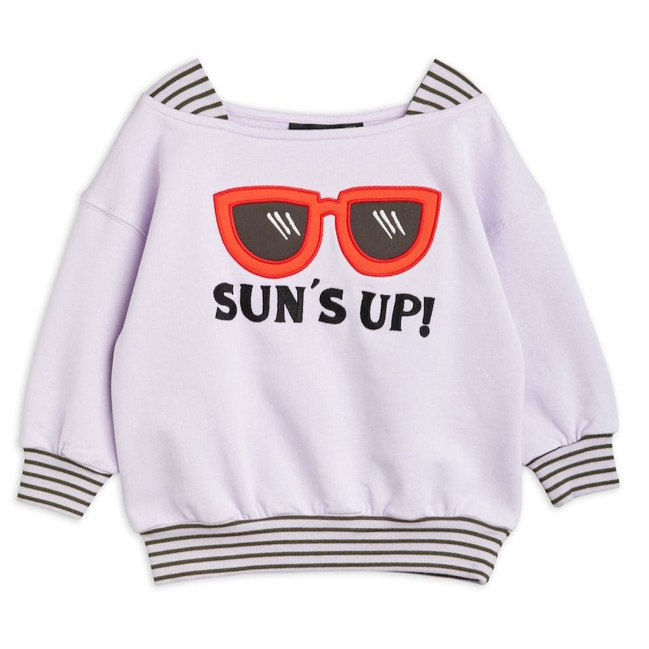 Mini Rodini - Lilac sweatshirt with red sunglasses and Sun's Up print