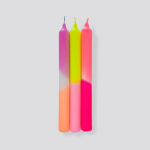 Pink Stories Dip Dye Neon Dinner Candles - Summer Breeze