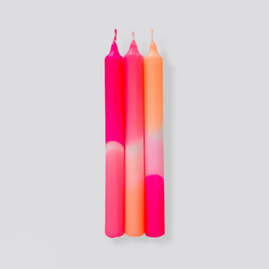 Pink Stories Dip Dye Neon Dinner Candles - Flamingo Dreams
