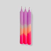 Load image into Gallery viewer, Pink Stories Dip Dye Neon Dinner Candles - Plum Mousse
