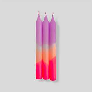 Pink Stories Dip Dye Neon Dinner Candles - Plum Mousse