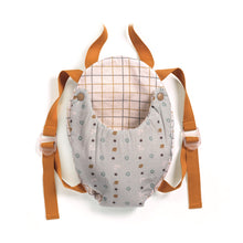 Load image into Gallery viewer, Pomea dolls by Djeco - Baby Doll carrier in grey and mustard
