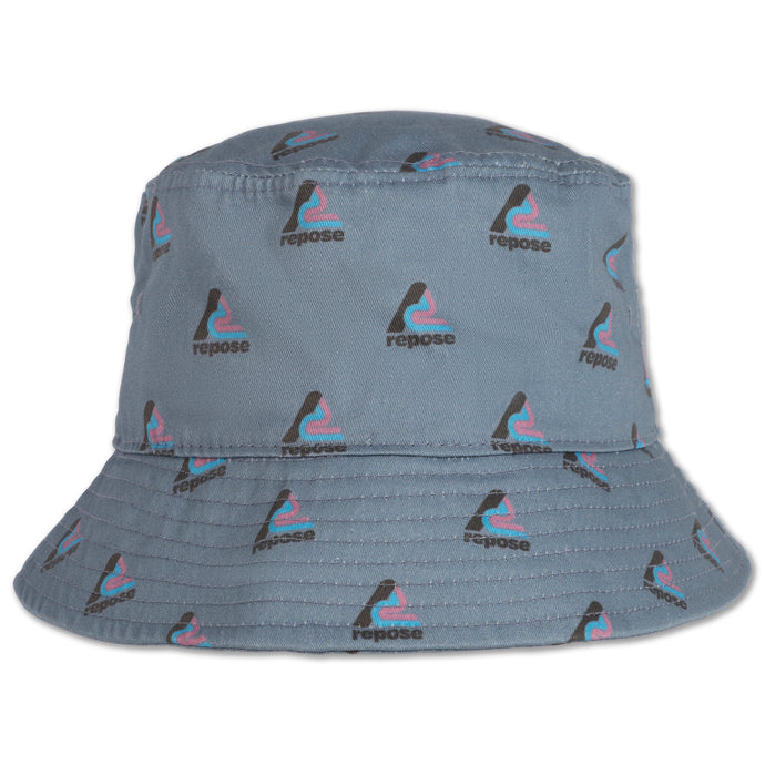 Repose AMS - Bucket Hat in blue with all over logo print