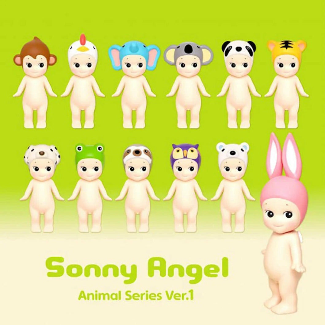 Sonny Angel - Animal Series 1 | Sonny Angels are sweet little angels who each wear different headgear. Animal Series 1 of the collectible Sonny Angel figurines. Standing at 10cm high, these cute angel dolls can be placed anywhere in the home and will bring joy to both children and adults alike. This collection contains 12 different animals including Monkey, Cockerel, Elephant, Koala Bear, Panda, Tiger, Dalmatian, Frog, Sloth, Owl, Polar Bear and Rabbit. Plus one mystery figure. Which one will you get? All S