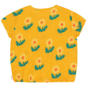 Tinycottons - Bright marigold blouse with all over violet flower print